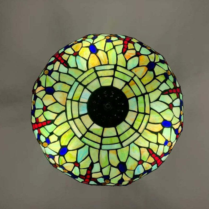 Tiffany Alloy Stained Glass Dragonfly Dome Chandelier