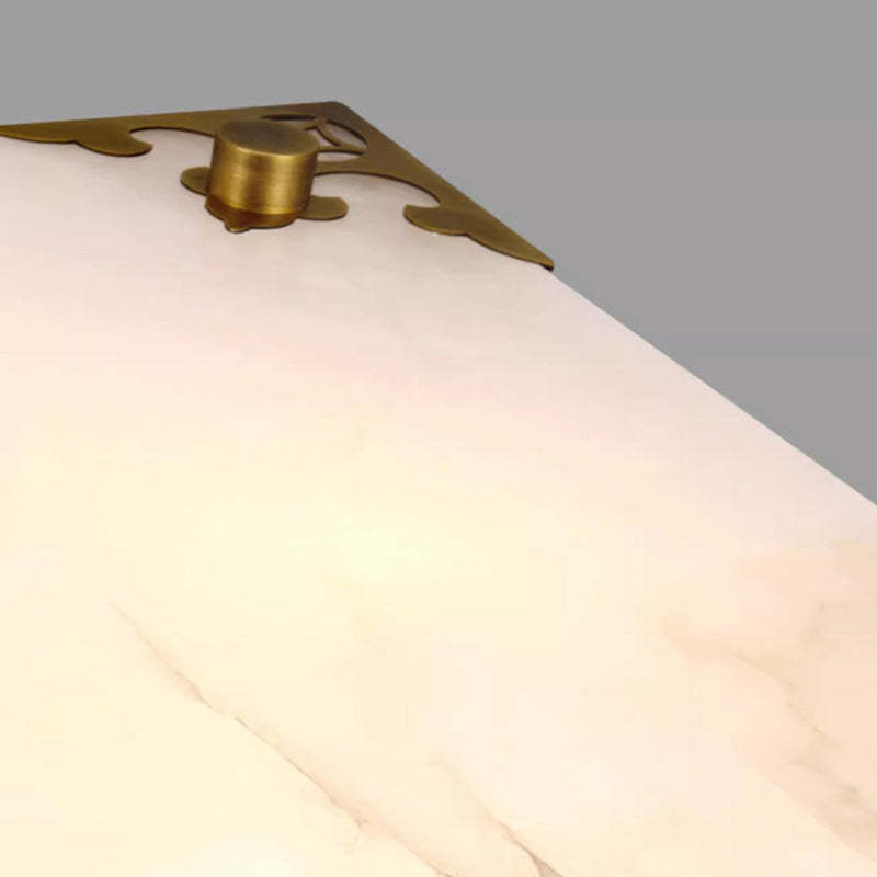 Chinese Brass Jade Square LED Flush Mount Light
