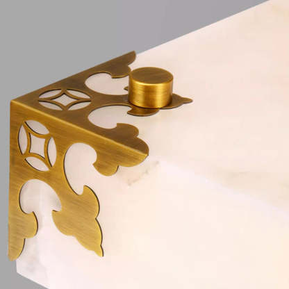 Chinese Brass Jade Square LED Flush Mount Light