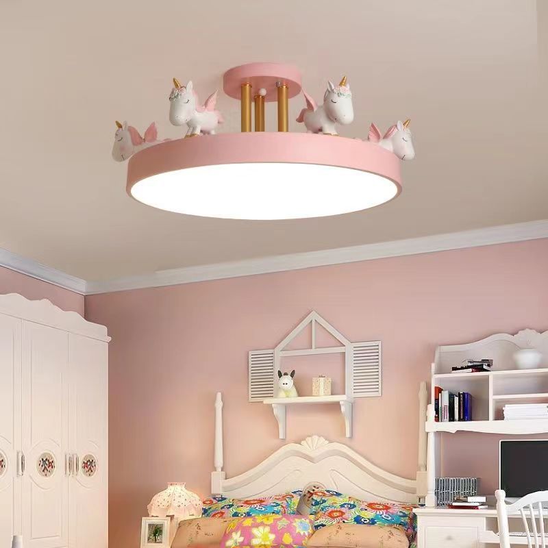 Contemporary Resin Unicorn Round Ceiling Light — White Light (5000K) / Blue - 220V-240V For UK/AU