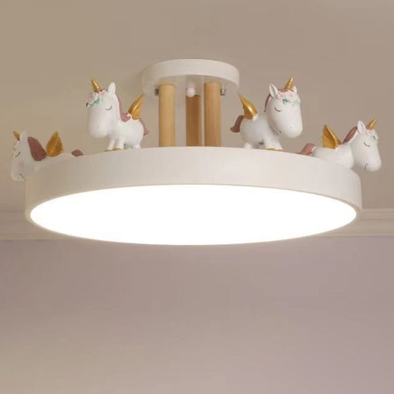Contemporary Resin Unicorn Round Ceiling Light — Infinitely Dimmable / White - 220V-240V For UK/AU