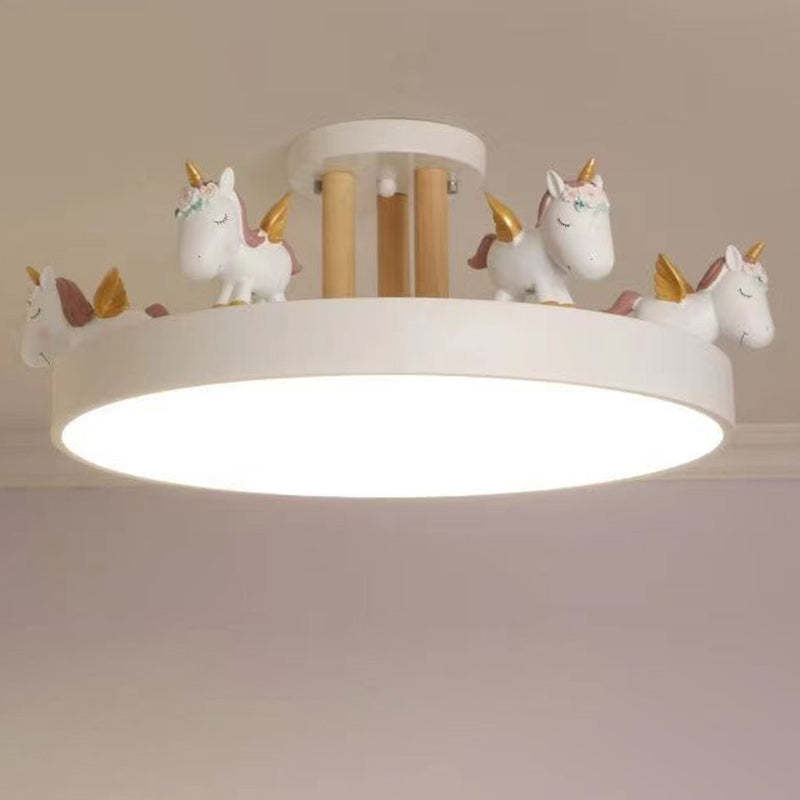 Contemporary Resin Unicorn Round Ceiling Light — Infinitely Dimmable / White - 220V-240V For UK/AU