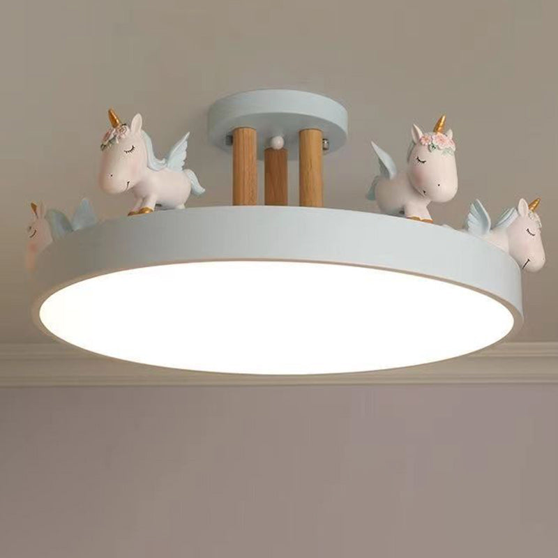 Contemporary Resin Unicorn Round Ceiling Light — Infinitely Dimmable / Blue - 110V-120V For US/CA