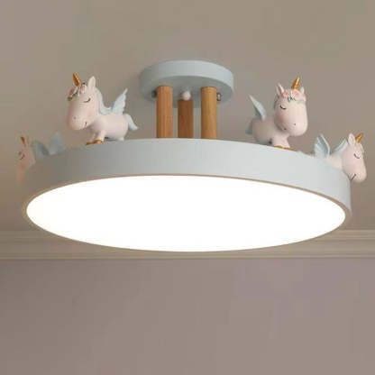 Contemporary Resin Unicorn Round Ceiling Light — Infinitely Dimmable / Blue - 110V-120V For US/CA