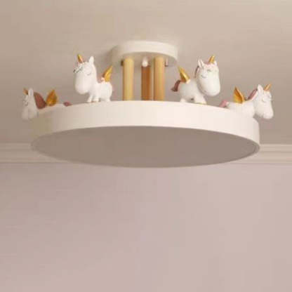 Contemporary Resin Unicorn Round Ceiling Light — Warm Light(3000K) / White - 220V-240V For UK/AU