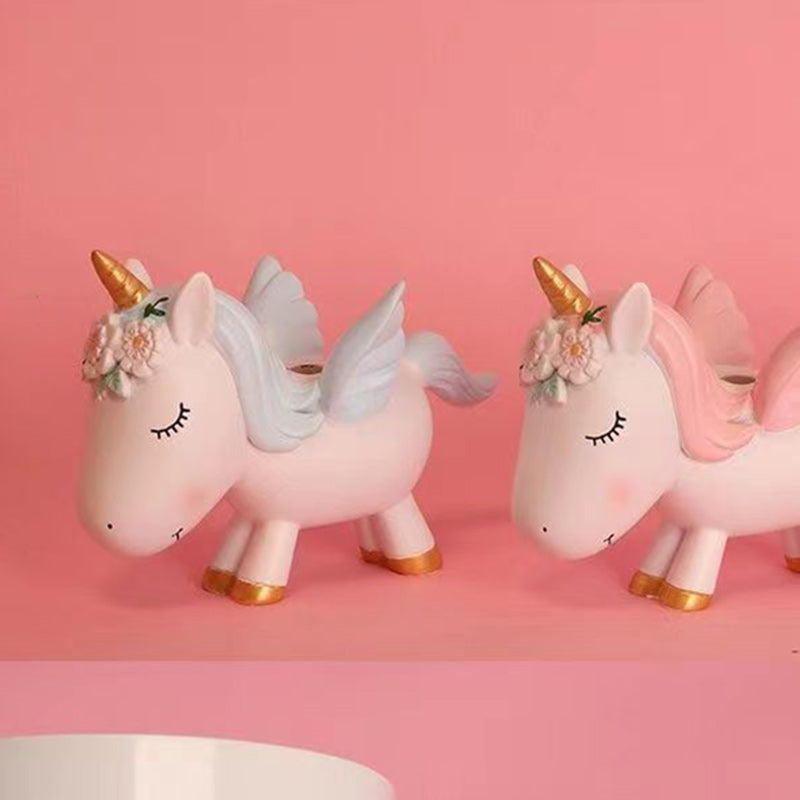 Contemporary Resin Unicorn Round Ceiling Light — White Light (5000K) / White - 220V-240V For UK/AU