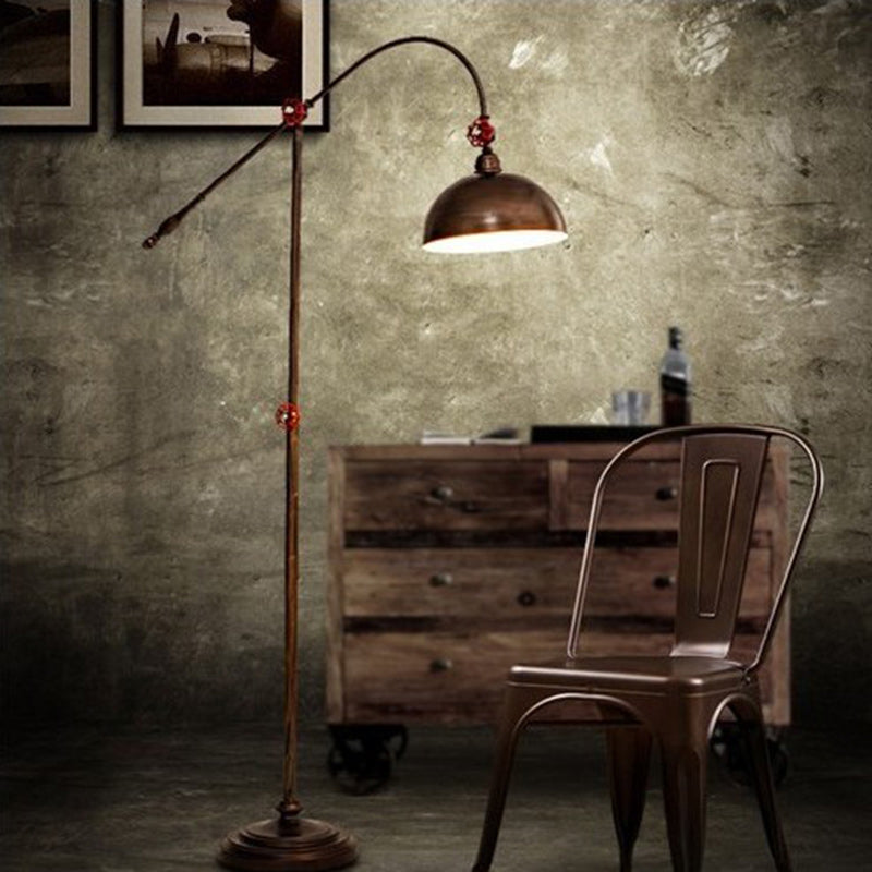 Industrial Iron Dome Fishing Rod Floor Lamp