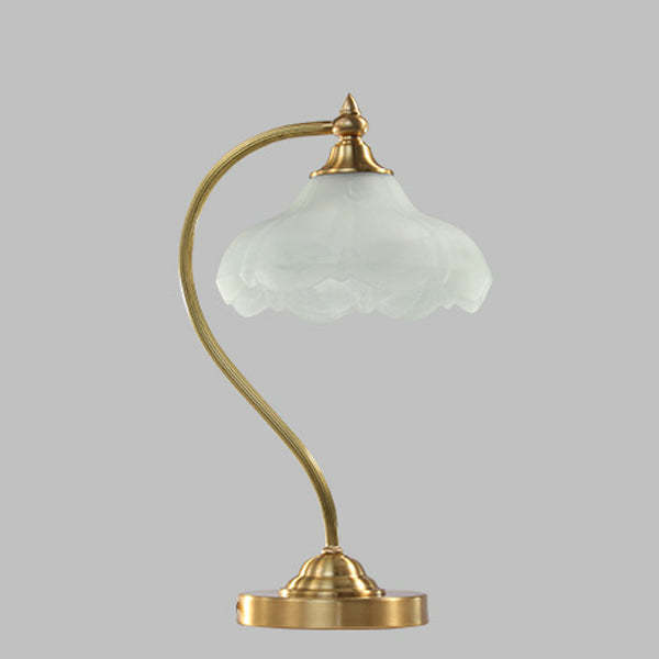Vintage Brass Glass Floral Table Lamp
