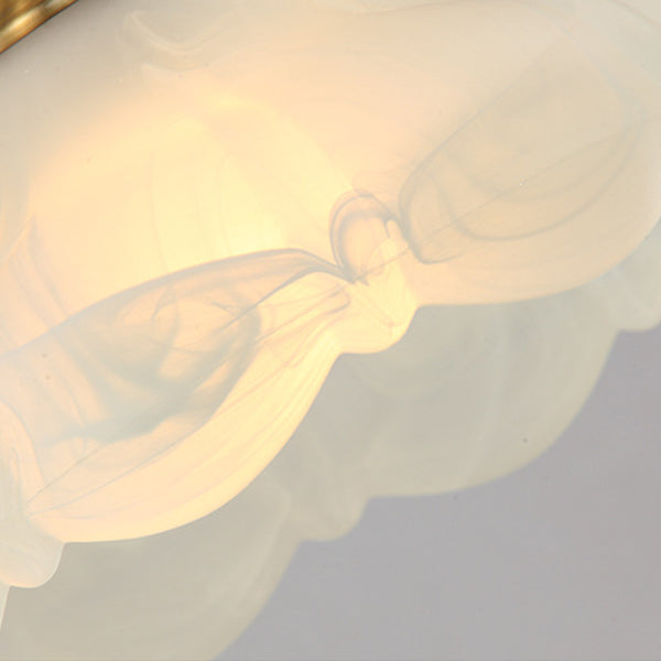 Vintage Brass Glass Floral Table Lamp