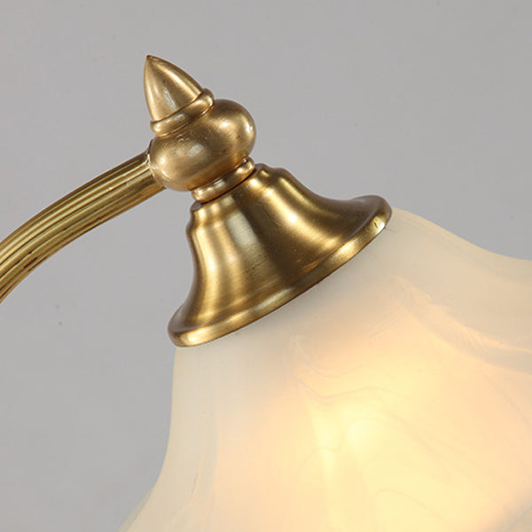 Vintage Brass Glass Floral Table Lamp