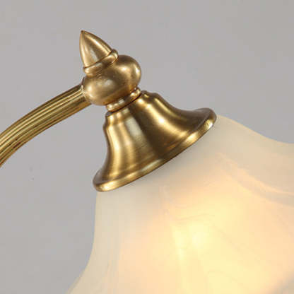 Vintage Brass Glass Floral Table Lamp