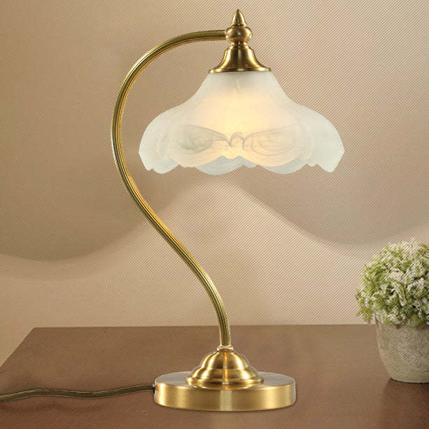 Vintage Brass Glass Floral Table Lamp