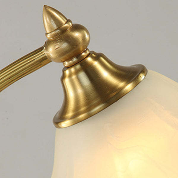 Vintage Brass Glass Floral Table Lamp
