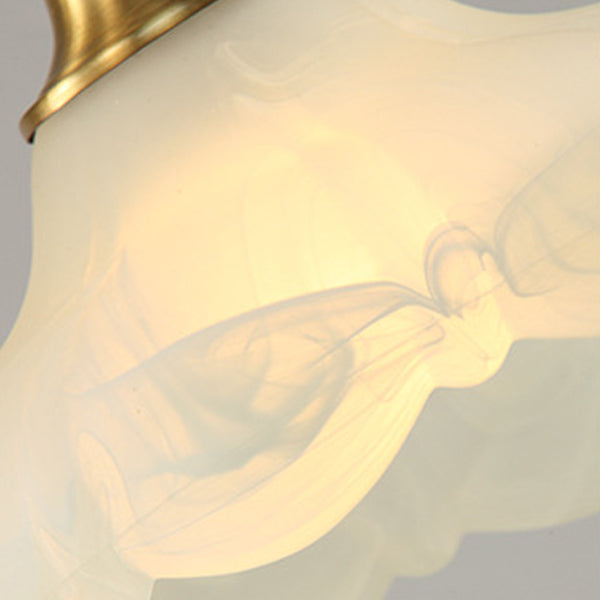 Vintage Brass Glass Floral Table Lamp
