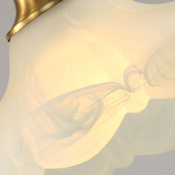 Vintage Brass Glass Floral Table Lamp