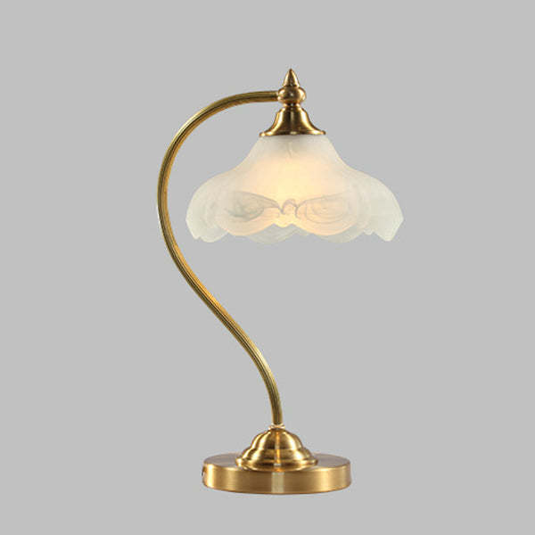 Vintage Brass Glass Floral Table Lamp