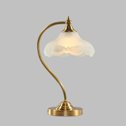 Vintage Brass Glass Floral Table Lamp