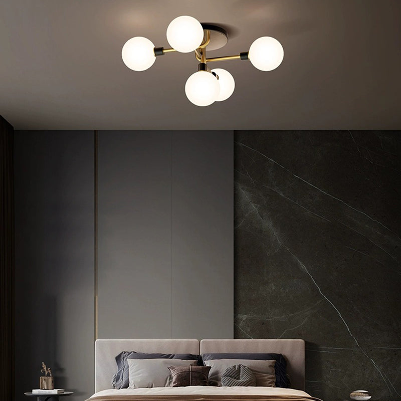 Contemporary Brass Semi-Flush Ceiling Light