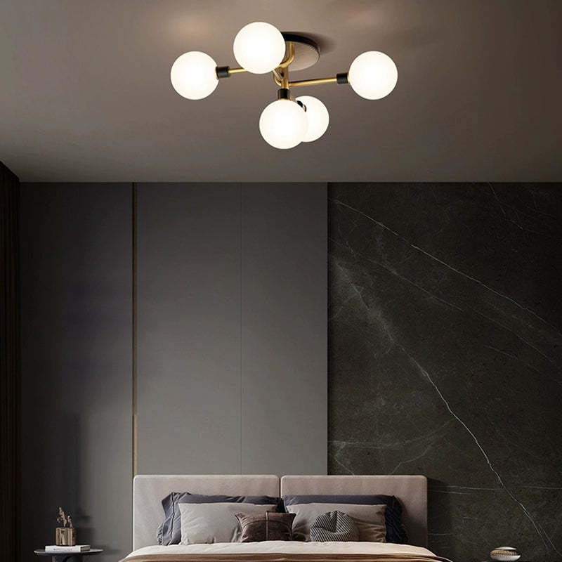 Contemporary Brass Semi-Flush Ceiling Light — 110V-120V For US/CA