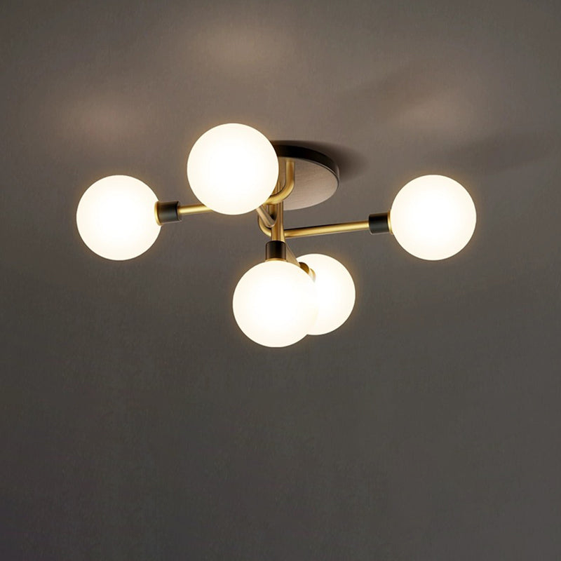Contemporary Brass Semi-Flush Ceiling Light