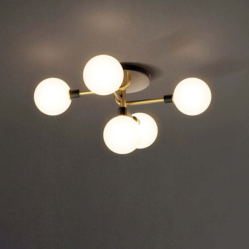 Contemporary Brass Semi-Flush Ceiling Light