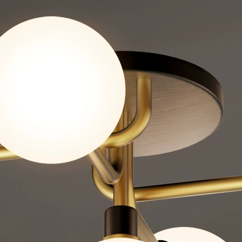 Contemporary Brass Semi-Flush Ceiling Light