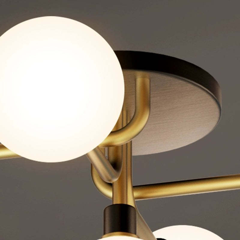 Contemporary Brass Semi-Flush Ceiling Light