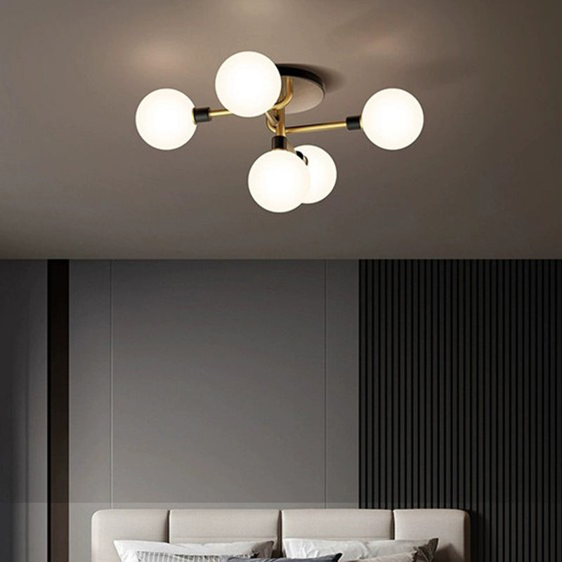Contemporary Brass Semi-Flush Ceiling Light