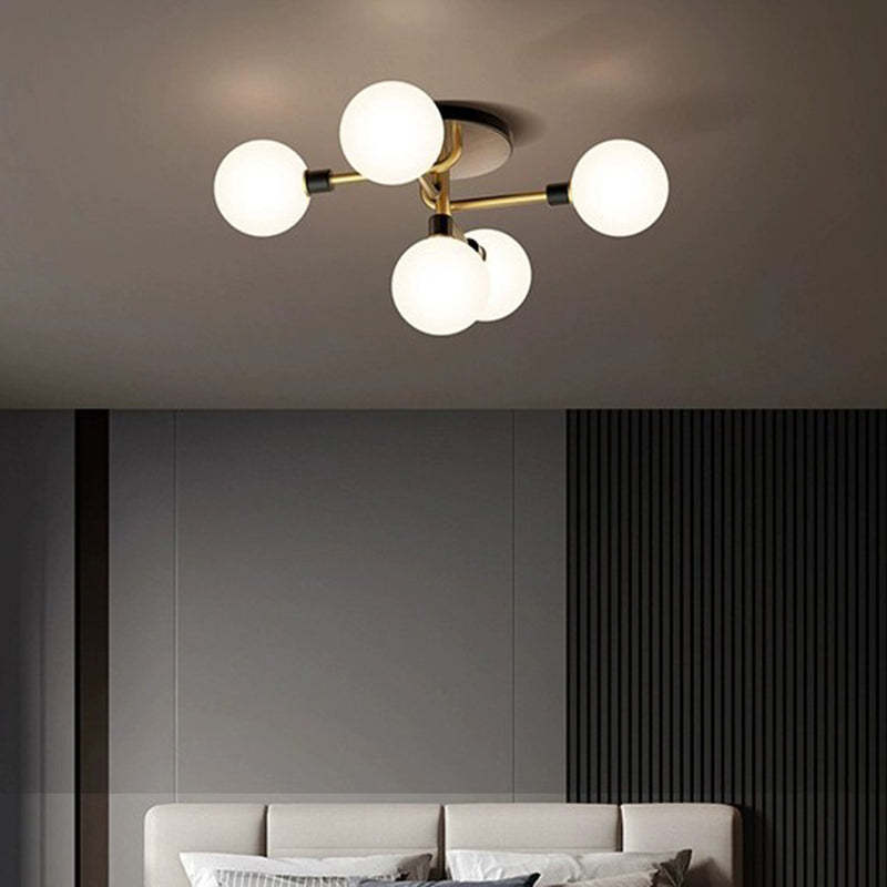 Contemporary Brass Semi-Flush Ceiling Light
