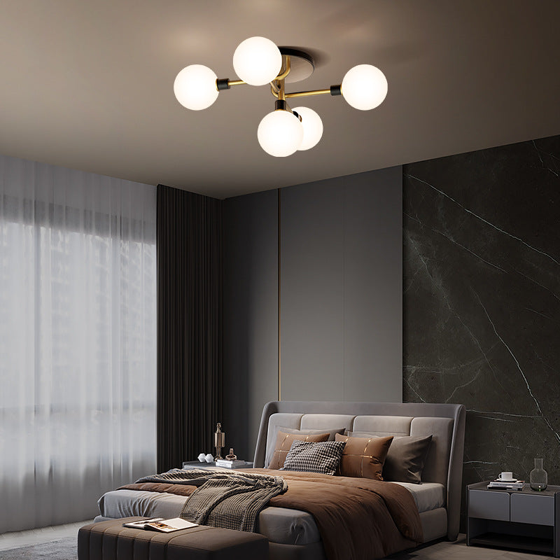Contemporary Brass Semi-Flush Ceiling Light