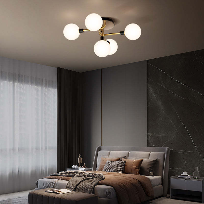 Contemporary Brass Semi-Flush Ceiling Light