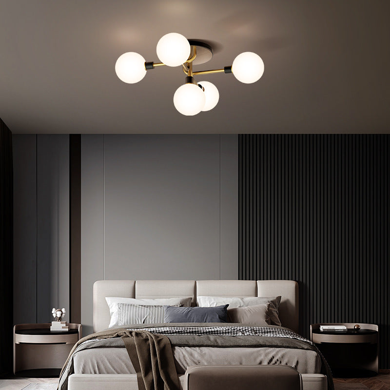 Contemporary Brass Semi-Flush Ceiling Light