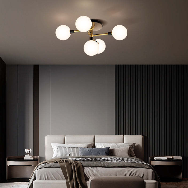 Contemporary Brass Semi-Flush Ceiling Light
