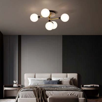 Contemporary Brass Semi-Flush Ceiling Light