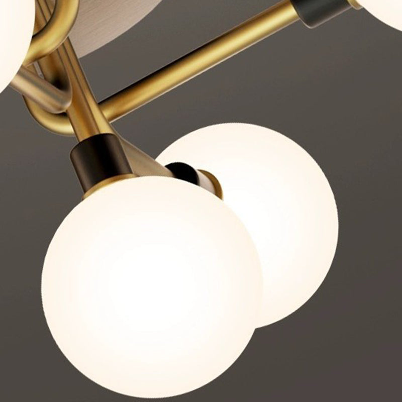 Contemporary Brass Semi-Flush Ceiling Light