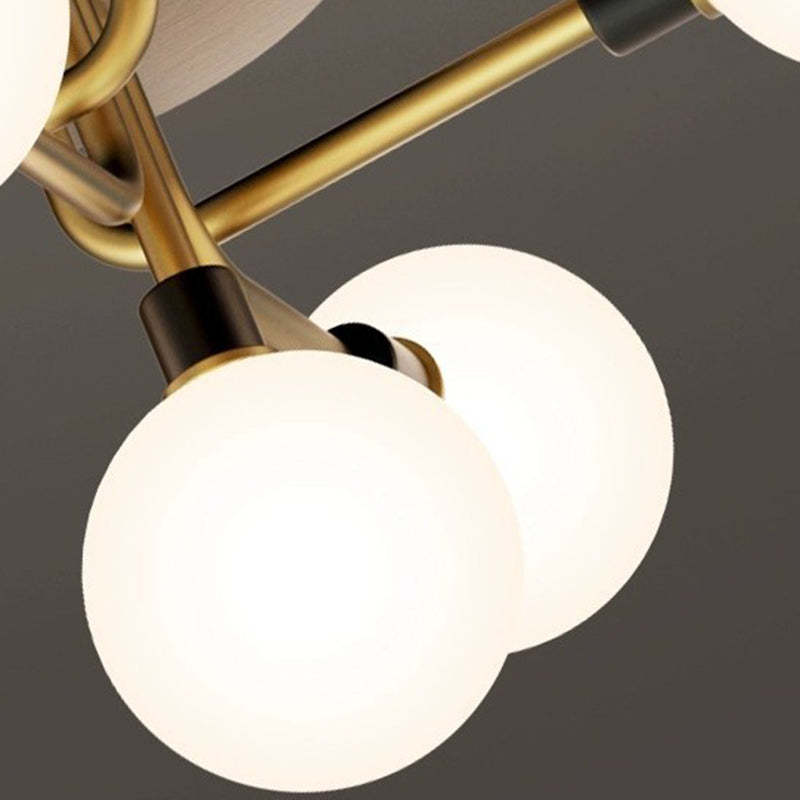 Contemporary Brass Semi-Flush Ceiling Light