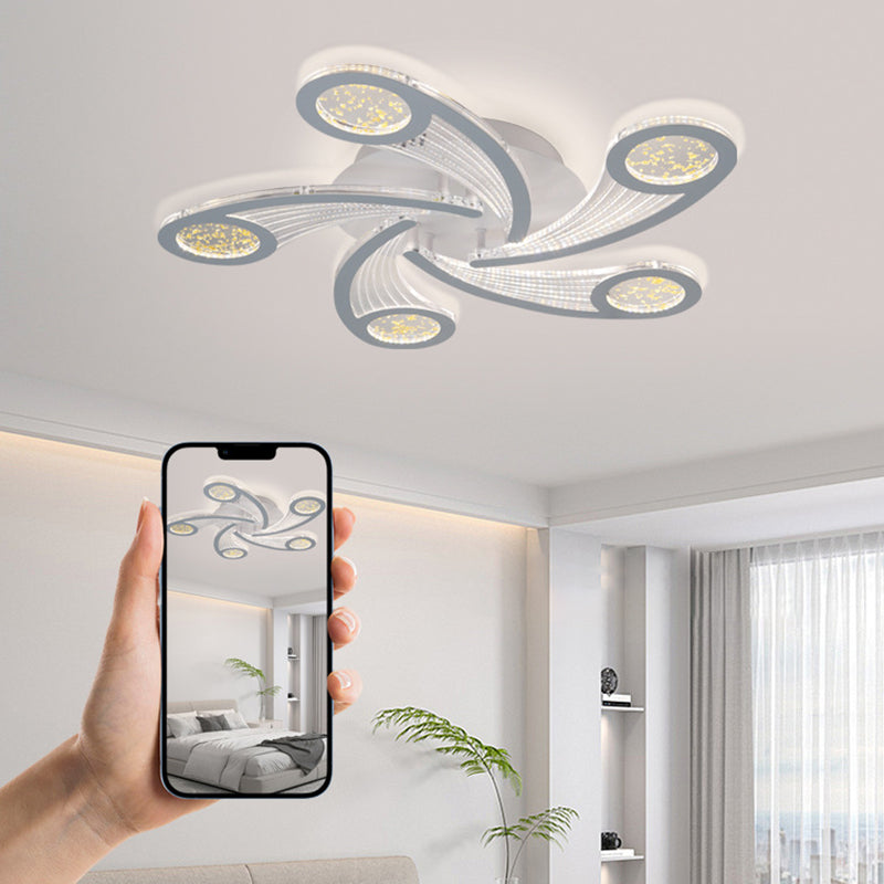 Contemporary Metal Semi-Flush Ceiling Light