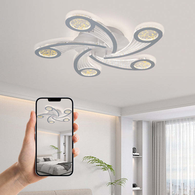 Contemporary Metal Semi-Flush Ceiling Light