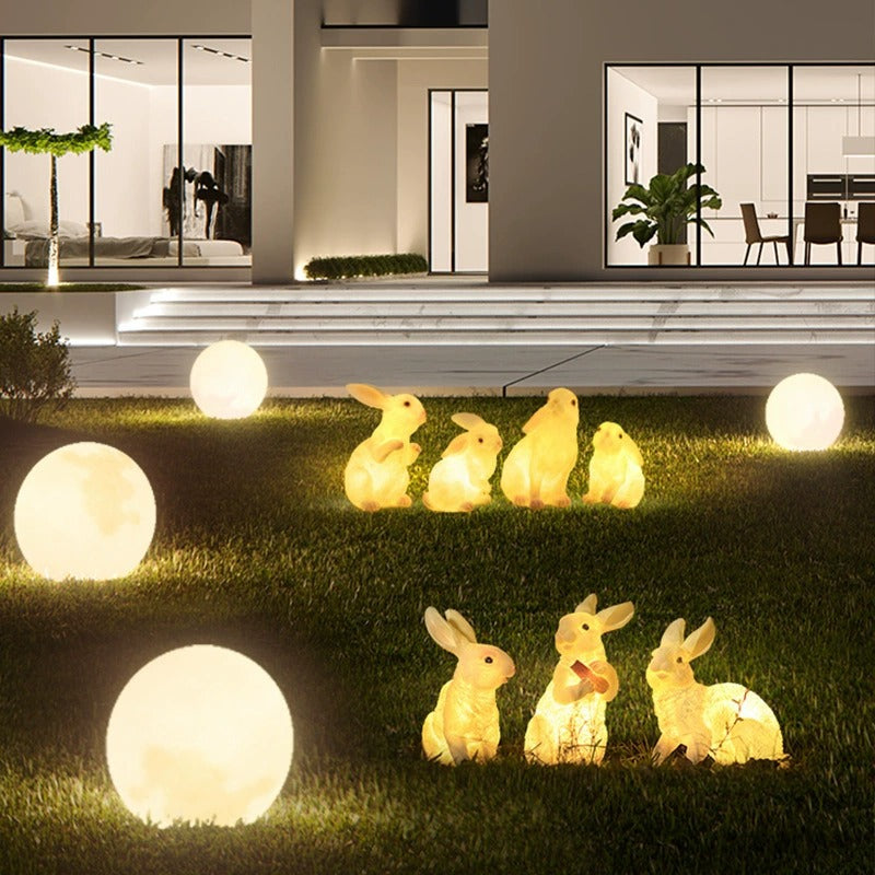 Contemporary Resin Rabbit LED Outdoor Light