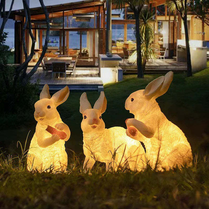 Contemporary Resin Rabbit LED Outdoor Light
