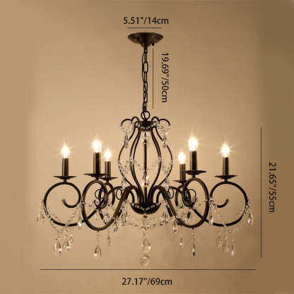 European Iron Crystal Branch Chandelier — 8 / 220V-240V For UK/AU