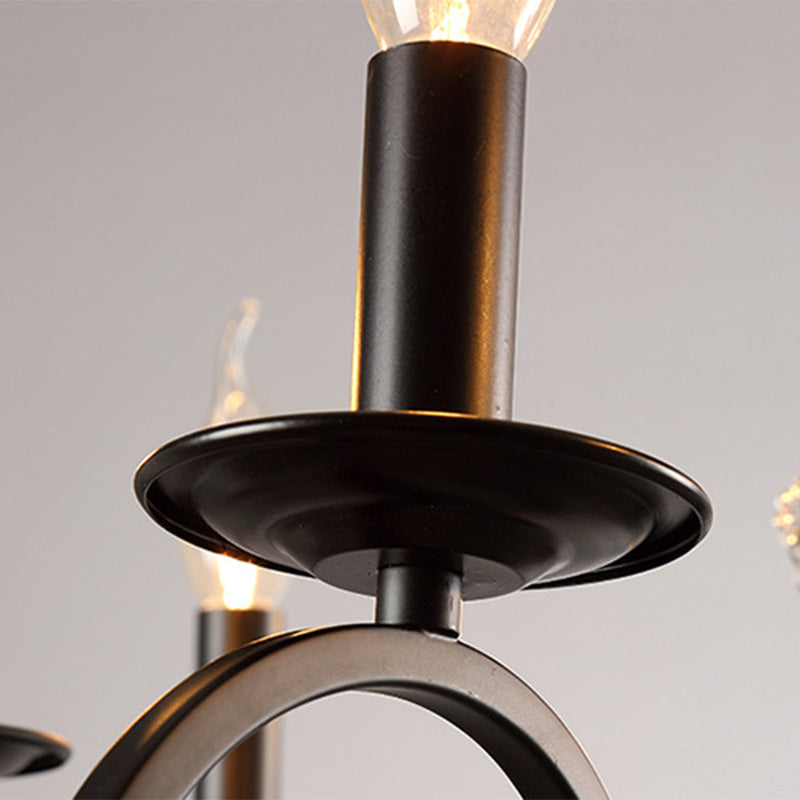 European Iron Crystal Branch Chandelier