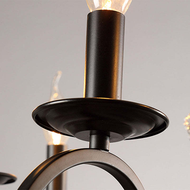 European Iron Crystal Branch Chandelier