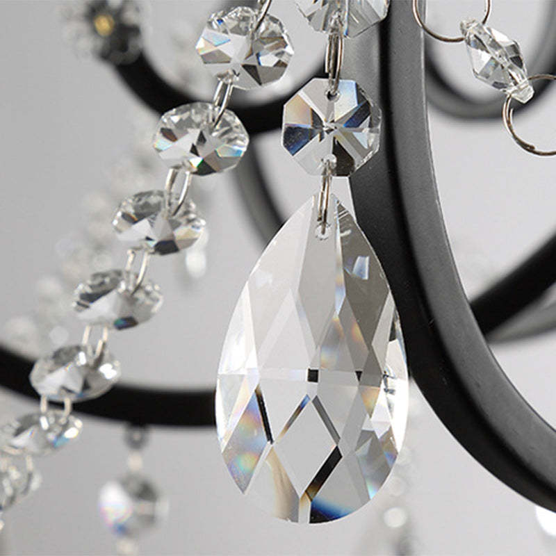 European Iron Crystal Branch Chandelier
