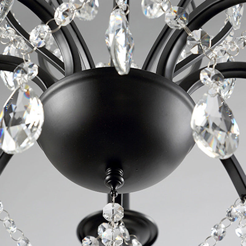 European Iron Crystal Branch Chandelier