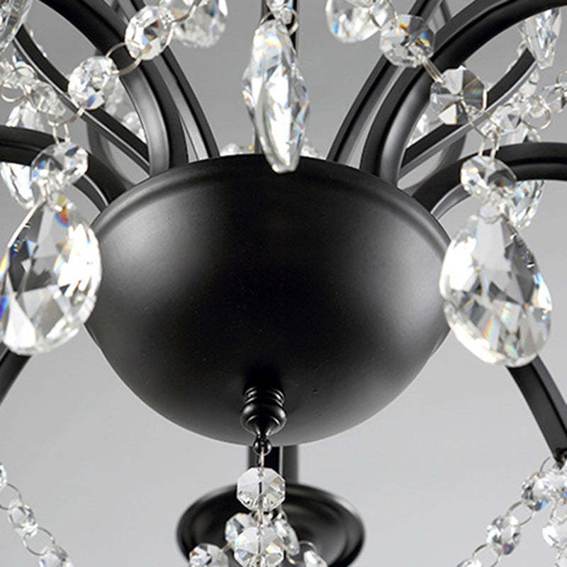 European Iron Crystal Branch Chandelier