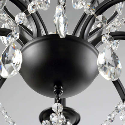 European Iron Crystal Branch Chandelier