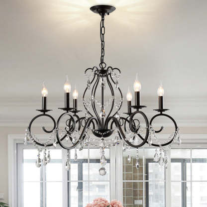 European Iron Crystal Branch Chandelier — 6 / 110V-120V For US/CA