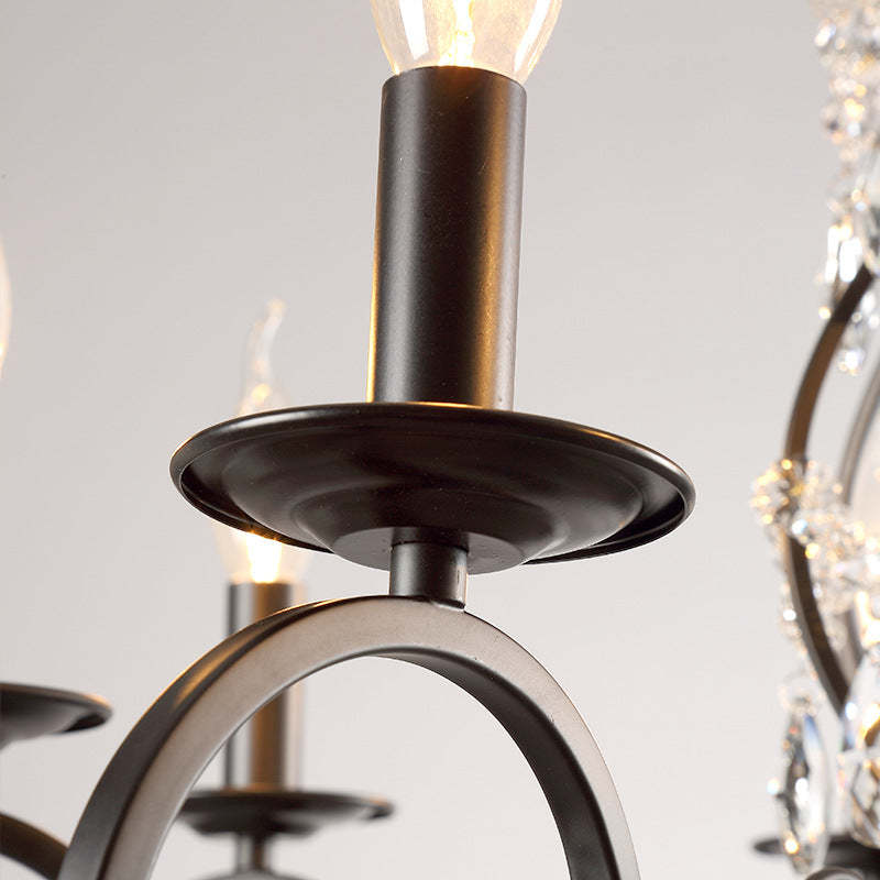 European Iron Crystal Branch Chandelier