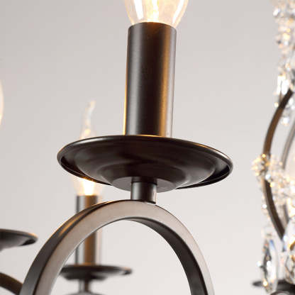 European Iron Crystal Branch Chandelier